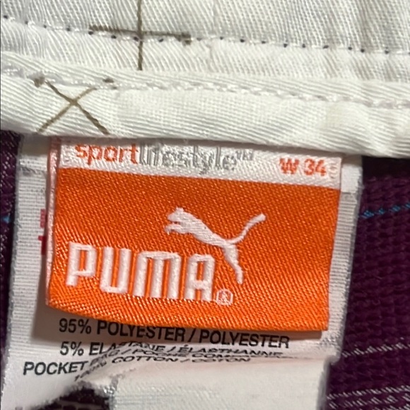 Puma Men's Purple Blue Plaid Golf Shorts sz 34 - Picture 2 of 11